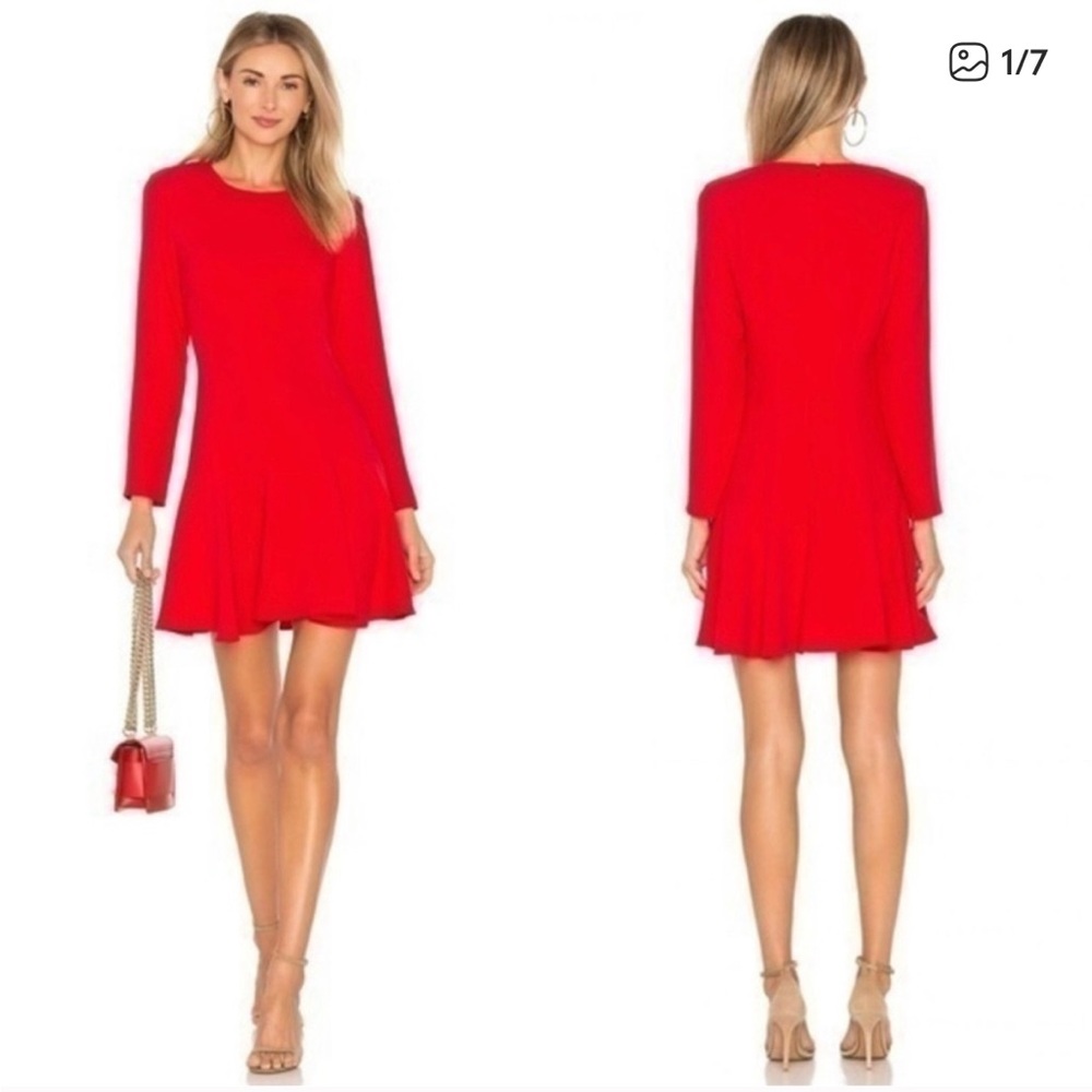 Amanda Uprichard Vibrant Red Long Sleeve Dress
